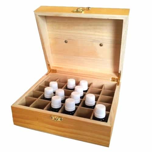 Large Wood Essential Oil Box Open